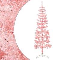 Berkfield Home Slim Artificial Half Christmas Tree with Stand Pink 120 cm