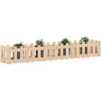 Berkfield Home Garden Raised Bed with Fence Design 200x30x30 cm Solid Wood Pine in Light Tan | Size: 200 x 30 x 30 cm