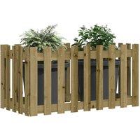 Berkfield Home Garden Raised Bed with Fence Design 100x50x50 cm Impregnated Wood Pine in Brown | Size: 100 x 50 x 50 cm