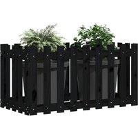Berkfield Home Garden Raised Bed with Fence Design Black 100x50x50 cm Solid Wood Pine | Size: 100 x 50 x 50 cm