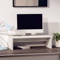 Berkfield Home Monitor Stand White 50x27x15 cm Solid Wood Pine | Size: 50 x 27 x 15 cm