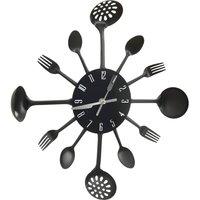 Berkfield Home Wall Clock with Spoon & Fork Design Black 40 cm Aluminium