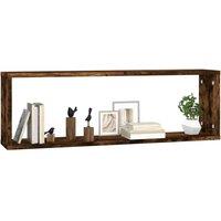 Berkfield Home Wall Cube Shelves 2 pcs Smoked Oak 80x15x26.5 cm Engineered Wood in Brown