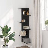 Berkfield Home Wall Corner Shelf Black 36.5x36.5x140 cm Engineered Wood