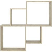 Berkfield Home Wall Cube Shelf Sonoma Oak 80x15x78.5 cm Engineered Wood in Light Oak