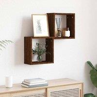 Berkfield Home Wall Cube Shelves 2 pcs Brown Oak 30x15x30 cm | Size: 30 x 15 x 30 cm