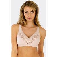 ROSME Women's Wireless Cotton Comfort Bra in Beige | Size: 40DD