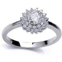 Jewelco London Women's Silver CZ Solitaire Engagement Ring | Size: Medium