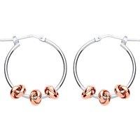 Jewelco London Women's Rose Silver Triple Knot Hoop Earrings 24mm