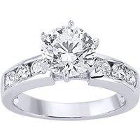 Jewelco London Women's Silver CZ Shoulder-Set Halo Solitaire Engagement Ring | Size: R