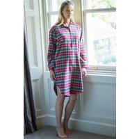 British Boxers Women's "Gaia" Tartan Brushed Cotton Nightshirt in Burgundy | Size: XL