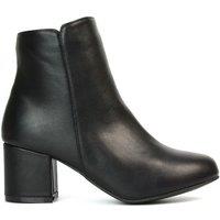 XY London Women's 'Saffy' Mid Block Heel Zip Up Ankle Boots in Black | Size: 6