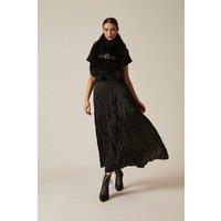 James Lakeland Women's Black Crinkled Maxi Skirt | Size: 10