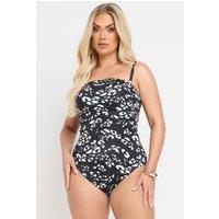 Yours Women's Leopard Print Premium Underwired Swimsuit in Black | Size: 42E