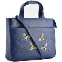Mala leather Women's Suri Bee Leather Multi-Way Shoulder Grab Bag in Blue | Size: Large