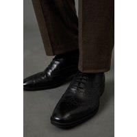Burton Men's Black Leather Smart Oxford Brogue Shoes | Size: 12