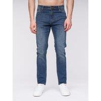 Henleys Craze Men's Comfort Straight-Fit Stretch Denim Jeans in Mid Blue | Size: 36S