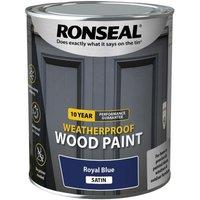 Ronseal 10 Year Weatherproof Wood Paint Royal Blue Satin 750ml