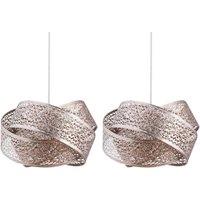 First Choice Lighting Set of 2 Moroccan Style Layered Ceiling Light Shades in Silver