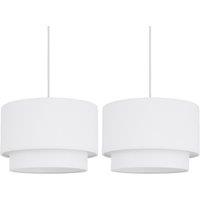 First Choice Lighting Pair of White 2 Tier Ceiling Light Shades