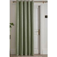 Fusion 'Strata' Dim out woven Eyelet Single Panel Door Curtain in Green | Size: 168 cm width x 214 cm drop