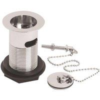 Balterley Basin Waste with Brass Plug & Chain, 60mm x 88mm - Chrome in Silver