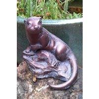 Inspirational Gifting Miniature Otter Sculpture Garden Ornament Statue in Bronze