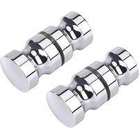 Nes Home Round Chrome Aluminium Shower Door Knob Handle Set Of 2 in Silver