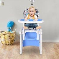 HOMCOM 3 in 1 Convertible Baby High Chair Toddler Table Chair Infant Feeding Seat in Blue