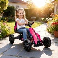 HOMCOM Children Pedal Go Kart, Kids Ride On Racer Adjustable Seat for 3-8 Years in Pink