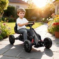 HOMCOM Children Pedal Go Kart, Kids Ride On Racer Adjustable Seat in Black