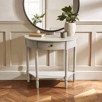 Orsina Rounded Console Table With One Rectangular Drawer for Hallway, Pine Wood Wood Table for Home & Office Dcor in Light Grey