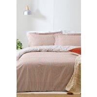 Yard Hebden Striped 100% Cotton Duvet Cover Set in Copper | Size: Super King