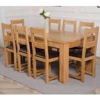 Thats Furniture Dakot 182 x 92cm Oak Large Dining Table & 8 Lincoln Chairs in Brown | Size: 182 x 92 cm