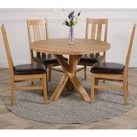 Thats Furniture Oregon Round Oak Dining Table & 4 Princeton Chairs in Brown