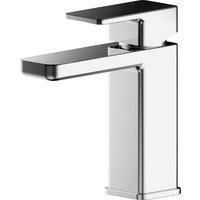 Balterley Square Mono Basin Mixer Tap Push Button Waste Chrome in Silver
