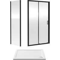Balterley Ruwa Sliding Shower Suite: 6mm Glass Tray Door Panel, 1000x700mm Black
