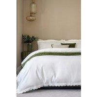 CHRISTY Scallop Edge Cotton Sateen Duvet Sets in Green | Size: King