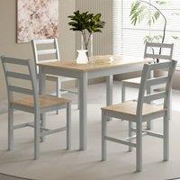 Comfy Living Ltd 5 Piece Wooden Dining Set Grey With Natural Tabletop