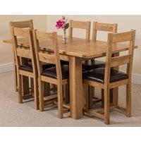 Thats Furniture Hampton 120-160cm Oak Extending Dining Table & 6 Lincoln Chairs in Brown