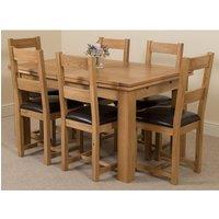 Thats Furniture Richmond 140-220cm Oak Extending Dining Table & 6 Lincoln Chairs in Brown