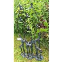 Inspirational Gifting Giraffe Family Sculpture Ornament with an Aged Bronze Finish