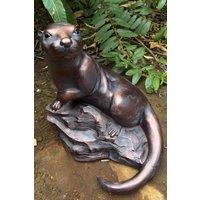 Inspirational Gifting Large Otter Sculpture Garden Ornament Statue in Bronze