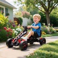 AIYAPLAY Pedal Go Kart with Automatic Clutch, for Ages 3-6 Years in Red