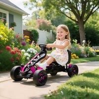 AIYAPLAY Pedal Go Kart with Automatic Clutch, for Ages 3-6 Years in Pink