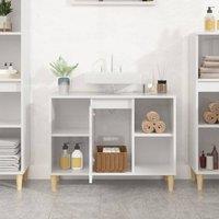 Berkfield Home Sink Cabinet High Gloss White 80x33x60 cm Engineered Wood | Size: 80 x 33 x 60 cm