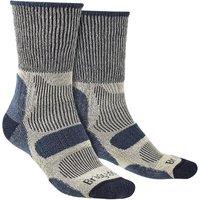 Bridgedale Men's Hiking Lightweight Cotton Cool Cushioned Boot Socks in Navy | Size: 12-14