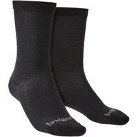 Bridgedale Men's 2 Pairs Liner Base Layer Coolmax Liner Boot Socks in Black | Size: 12-14