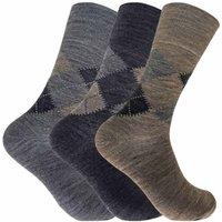 Sock Snob Men's 3 Pack Non Elastic Lambs Wool Blend Socks with Loose Top in Brown | Size: 6-11
