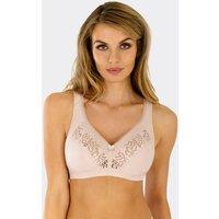 ROSME Women's Wireless Cotton Comfort Bra in Beige | Size: 38D